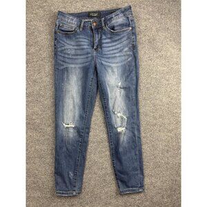 Judy Blue Jeans Womens 30 Blue Relaxed Distressed Tapered Stretch Denim JB2712DK